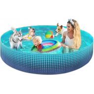 Jasonwell Foldable Dog Kiddie Pool - Hard Plastic Kids Paddling Pool Toddler Baby Swimming Pool for Backyard Collapsible Whelping Box Pet Doggie Cats Wading Pool Bathtub for Puppy Large Dogs 97In