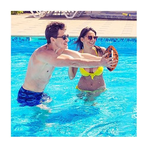  Jasonwell Pool Beach Water Football - 2 Pack Waterproof Football Strong Grip Fun Water Toys Games for Swimming Pool Beach Lake Park Backyard Outdoor Play for Kids Children Teens Adults Family