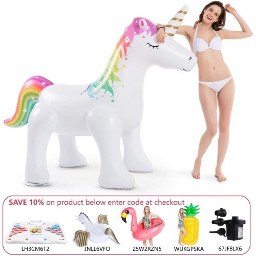  [아마존 핫딜]  [아마존핫딜]Jasonwell Unicorn Sprinkler Inflatable Unicorn Water Toys Outdoor Inflatable Ginormous Unicorn Yard Sprinkler for Kids (L)