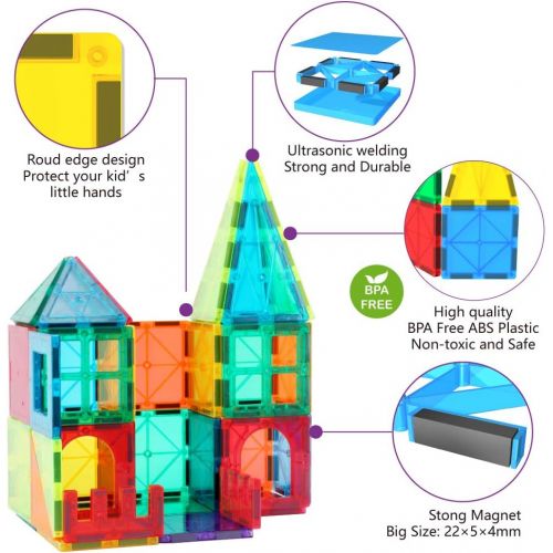 [아마존 핫딜] Jasonwell 65 PCS Magnetic Tiles Building Blocks Set for Boys Girls Preschool Educational Construction Kit Magnet Stacking Toys for Kids Toddlers Children 3 4 5 6 7 8 Year Old
