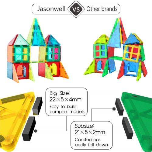  [아마존 핫딜] Jasonwell 65 PCS Magnetic Tiles Building Blocks Set for Boys Girls Preschool Educational Construction Kit Magnet Stacking Toys for Kids Toddlers Children 3 4 5 6 7 8 Year Old
