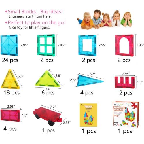  [아마존 핫딜] Jasonwell 65 PCS Magnetic Tiles Building Blocks Set for Boys Girls Preschool Educational Construction Kit Magnet Stacking Toys for Kids Toddlers Children 3 4 5 6 7 8 Year Old