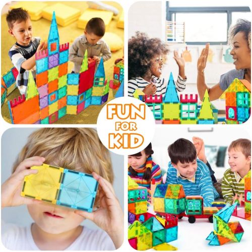  [아마존 핫딜] Jasonwell 65 PCS Magnetic Tiles Building Blocks Set for Boys Girls Preschool Educational Construction Kit Magnet Stacking Toys for Kids Toddlers Children 3 4 5 6 7 8 Year Old