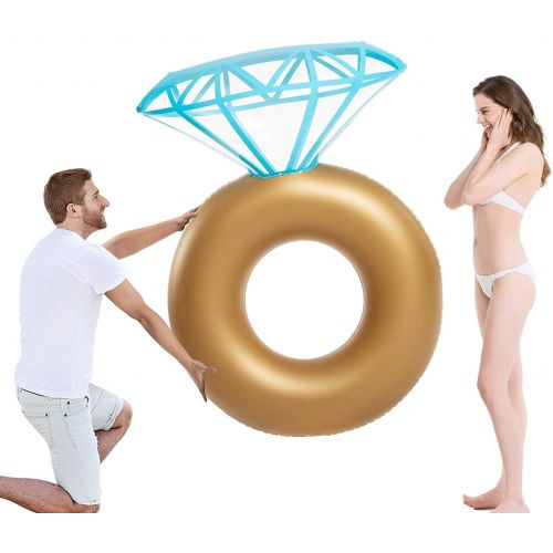  Jasonwell Inflatable Diamond Ring Pool Float - Engagement Ring Bachelorette Party Float Stagette Decorations Swimming Tube Floaty Outdoor Water Lounge for Adults & Kids