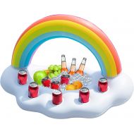 Jasonwell Inflatable Rainbow Cloud Drink Holder Floating Beverage Salad Fruit Serving Bar Pool Float Party Accessories Summer Beach Leisure Cup Bottle Holder Water Fun Decorations