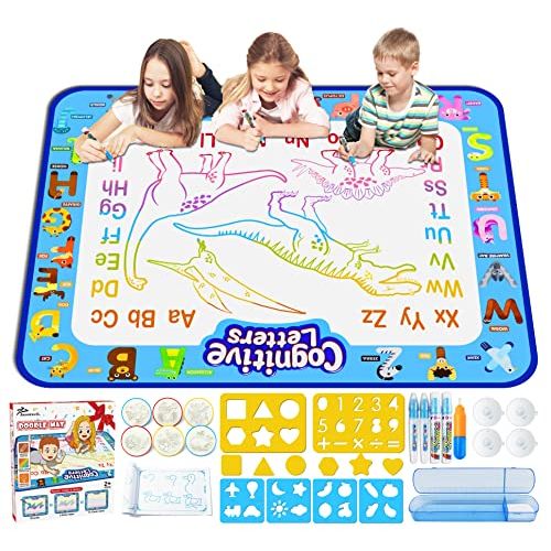  Jasonwell Aqua Magic Doodle Mat 40 X 32 Inches Extra Large Water Drawing Doodling Mat Coloring Mat Educational Toys Gifts for Kids Toddlers Boys Girls Age 3 4 5 6 7 8 Year Old