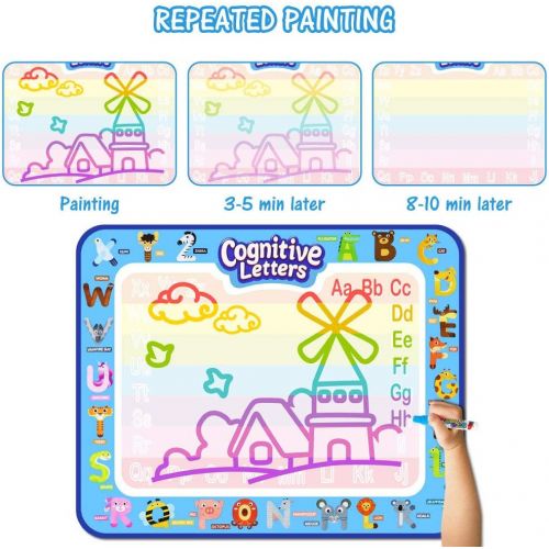  Jasonwell Aqua Magic Doodle Mat 40 X 32 Inches Extra Large Water Drawing Doodling Mat Coloring Mat Educational Toys Gifts for Kids Toddlers Boys Girls Age 3 4 5 6 7 8 Year Old
