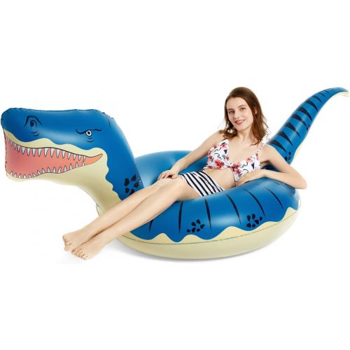  Jasonwell Inflatable Dinosaur Pool Float Tube for Boys Girls T-Rex Floatie Summer Beach Swimming Pool Inflatables T-Rex Ride on Party Pool Toys Raft Lounge Kids Adults Tyrannosauru