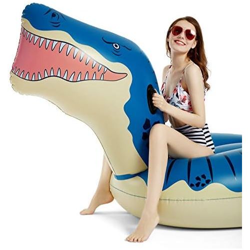  Jasonwell Inflatable Dinosaur Pool Float for Boys Girls Giant T-Rex Floatie Summer Beach Swimming Pool Inflatables T-Rex Ride on Party Pool Toys Raft Lounge Kids Adults Tyrannosaur