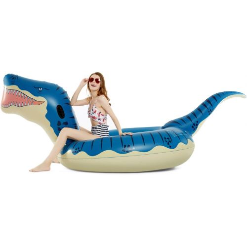  Jasonwell Inflatable Dinosaur Pool Float for Boys Girls Giant T-Rex Floatie Summer Beach Swimming Pool Inflatables T-Rex Ride on Party Pool Toys Raft Lounge Kids Adults Tyrannosaur