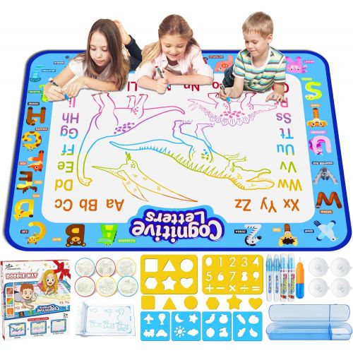  [아마존베스트]Jasonwell Aqua Magic Doodle Mat 40 X 32 Inches Extra Large Water Drawing Doodling Mat Coloring Mat Educational Toys Gifts for Kids Toddlers Boys Girls Age 3 4 5 6 7 8 Year Old