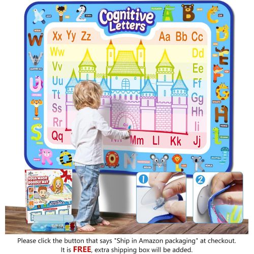  [아마존베스트]Jasonwell Aqua Magic Doodle Mat 40 X 32 Inches Extra Large Water Drawing Doodling Mat Coloring Mat Educational Toys Gifts for Kids Toddlers Boys Girls Age 3 4 5 6 7 8 Year Old