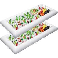 Jasonwell 2 PCS Inflatable Serving Bars Ice Buffet Salad Serving Trays Food Drink Holder Cooler Containers Indoor Outdoor BBQ Picnic Pool Party Supplies Luau Cooler w Drain Plug