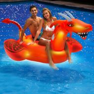 Jasonwell Aqua Oversized 8 Foot, Scorch The Dragon, 4 Mode, 16-Color LED Light-Up, Ride On, Inflatable Pool Float Lounge