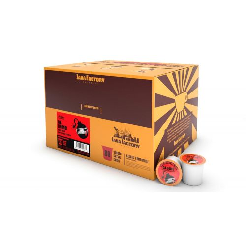  Java Factory Single Cup Coffee for Keurig K Cup Brewers, Da Bomb Extra Bold Double Caffinated, 80 Count