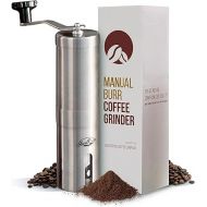 JavaPresse Manual Stainless Steel Coffee Grinder - 18 Adjustable Settings, Portable Conical Burr Grinder for Camping, Travel, Espresso - With Hand Crank