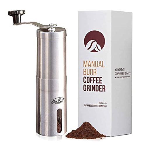  JavaPresse Manual Coffee Bean Grinder with Adjustable Settings Patented Conical Burr Grinder for Coffee Beans Stainless Steel Burr Coffee Grinder for Aeropress Drip Coffee Espresso French Pre