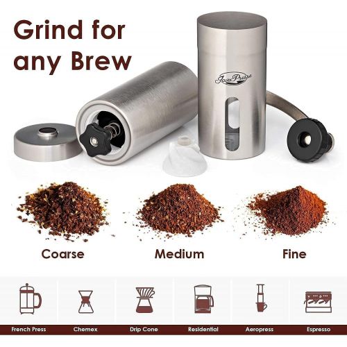  [아마존베스트]JavaPresse Manual Coffee Grinder with Adjustable Setting - Conical Burr Mill & Brushed Stainless Steel Whole Bean Burr Coffee Grinder for Aeropress, Drip Coffee, Espresso, French P