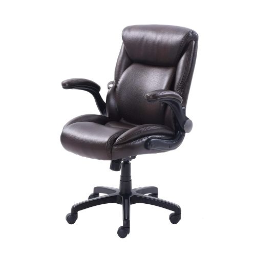  JaxTerrific AIR Lumbar Managers Office Chair with Durable Bonded Leather Upholstery, Individual Coils, Supportive Memory Foam, Flip-Up Arm Rests, Tilt and Tension Controls, Caster Wheels, Swiv