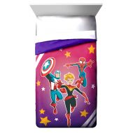 Jay Marvel Heroes Team Hero Girls Pink & Purple Twin/Full Reversible Comforter with Spiderman, Captain America & Captain Marvel
