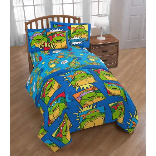  Jay Franco Nickelodeon Teenage Mutant Ninja Turtles Heroes Blue 3 Piece Twin Sheet Set (Official Nickelodeon Product)