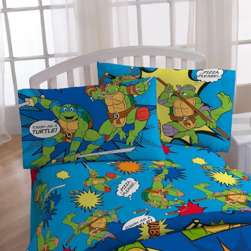  Jay Franco Nickelodeon Teenage Mutant Ninja Turtles Heroes Blue 3 Piece Twin Sheet Set (Official Nickelodeon Product)