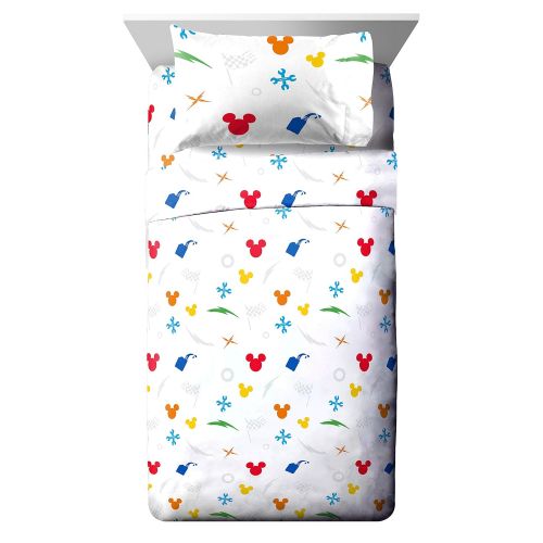  Jay Franco Disney Mickey Mouse Trophy 4 Piece Twin Bed Set - Includes Reversible Comforter & Sheet Set - Super Soft Fade Resistant Polyester - (Official Disney Product)