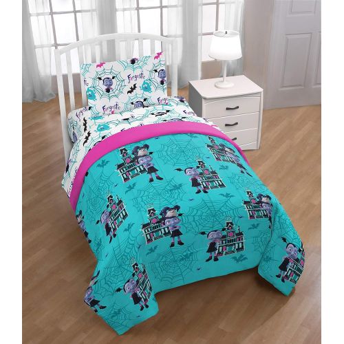  Jay Franco Disney Vampirina 4 Piece Twin Bed Set - Includes Reversible Comforter & Sheet Set - Super Soft Fade Resistant Polyester - (Official Disney Product)
