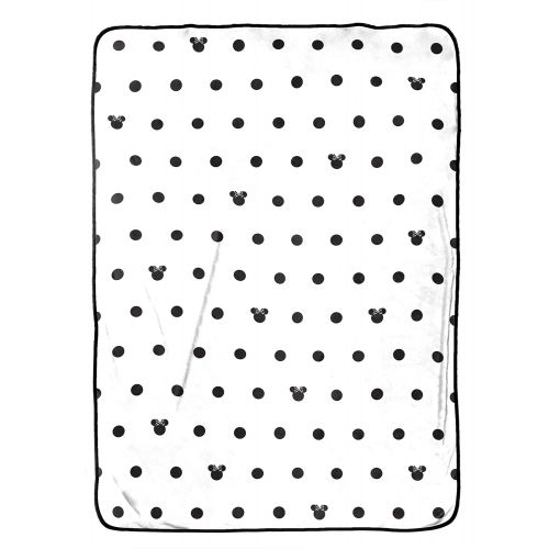  Jay Franco Disney Minnie Mouse Icon and Dots Blanket, Black/White