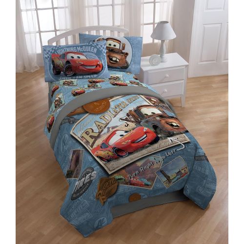  Jay Franco Disney Pixar Cars Tune Up Twin/Full Comforter - Super Soft Kids Reversible Bedding features Lightning McQueen and Mater - Fade Resistant Polyester Microfiber Fill (Official Disney