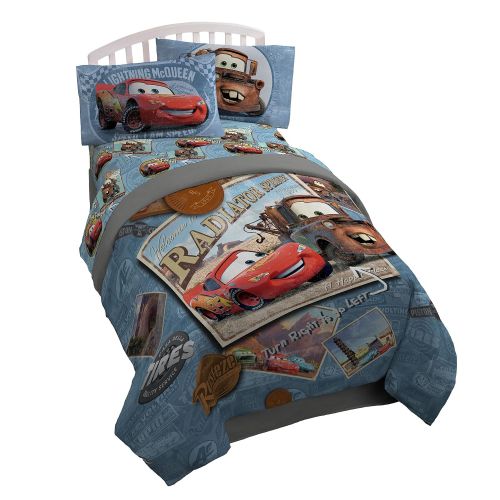  Jay Franco Disney Pixar Cars Tune Up Twin/Full Comforter - Super Soft Kids Reversible Bedding features Lightning McQueen and Mater - Fade Resistant Polyester Microfiber Fill (Official Disney