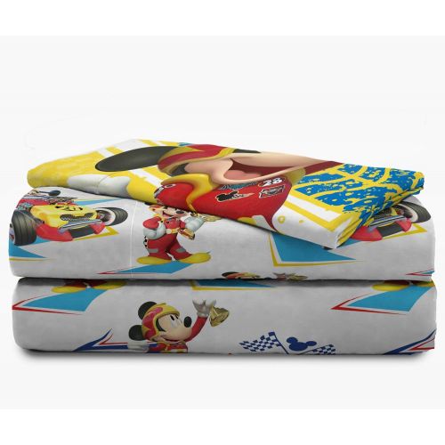  Jay Franco Disney Junior Mickey Mouse and The Roadster Racers Twin Sheet Set - 3 Piece Set Super Soft Kid’s Bedding - Fade Resistant Polyester Microfiber Sheets (Official Disney Ju