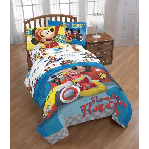  Jay Franco Disney Junior Mickey Mouse and The Roadster Racers Twin Sheet Set - 3 Piece Set Super Soft Kid’s Bedding - Fade Resistant Polyester Microfiber Sheets (Official Disney Ju