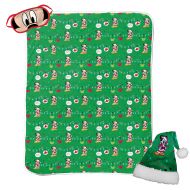 Jay Franco Disney Mickey Mouse 3 Piece Holiday Set - Kids Christmas Bedding, Super Soft Sherpa Throw Blanket & Eye Mask with Bonus Santa Hat (Official Disney Product)