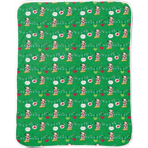  Jay Franco Disney Mickey Mouse 3 Piece Holiday Set - Kids Christmas Bedding, Super Soft Sherpa Throw Blanket & Eye Mask with Bonus Santa Hat (Official Disney Product)