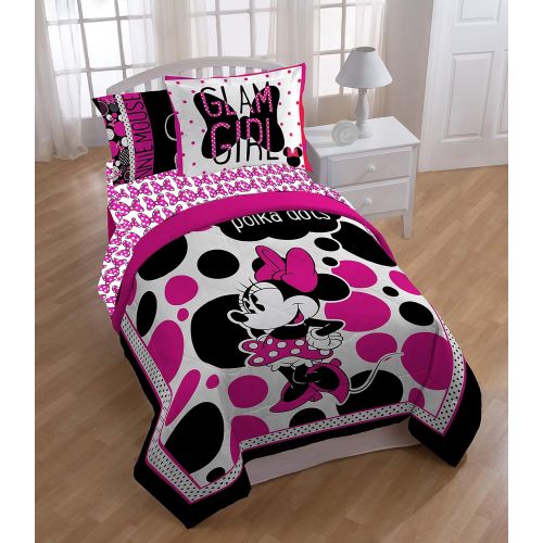  Jay Franco Disney Minnie Mouse Rock the Dots Twin/Full Comforter - Super Soft Kids Reversible Bedding features Minnie Mouse - Fade Resistant Polyester Microfiber Fill (Official Disney Product