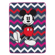 Jay Franco Disney Mickey Mouse Chevron Blue/Pink/White Plush 62 x 90 Twin Bed Blanket