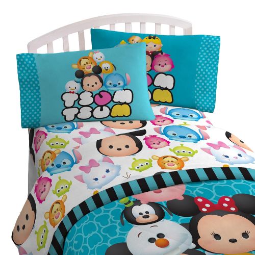  Jay Franco Disney Tsum Tsum Teal Stacks 4 Piece Twin Bed In A Bag