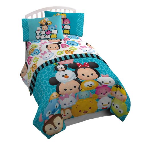  Jay Franco Disney Tsum Tsum Teal Stacks 4 Piece Twin Bed In A Bag