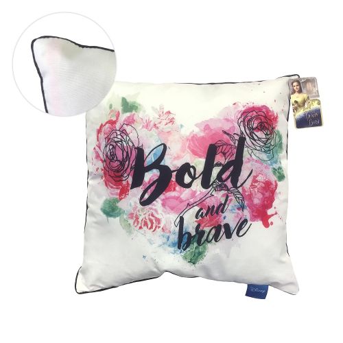 Jay Franco Disney Beauty & The Beast Bold and Brave Decorative 16 Square Throw Pillow (Official Disney Product)