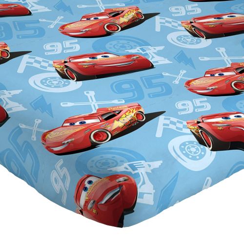  Jay Franco Disney/Pixar Cars 95 Full 4 Piece Blue Sheet Set with Lightning McQueen (Offical Disney/Pixar Product)