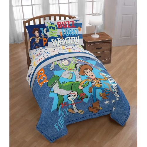  Jay Franco Toy Story 4 Twin Bedding Collection 6pc with Comforter, Sheet Set, Pillowcase, Sham and Night Light