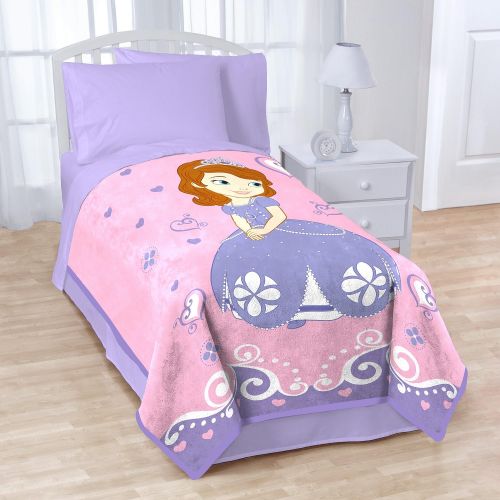  Jay Franco Disney First Introducing Sofia Blanket, Measures 62 x 90 inches, Kids Bedding-Fade Resistant Super Soft Fleece-(Official Product)