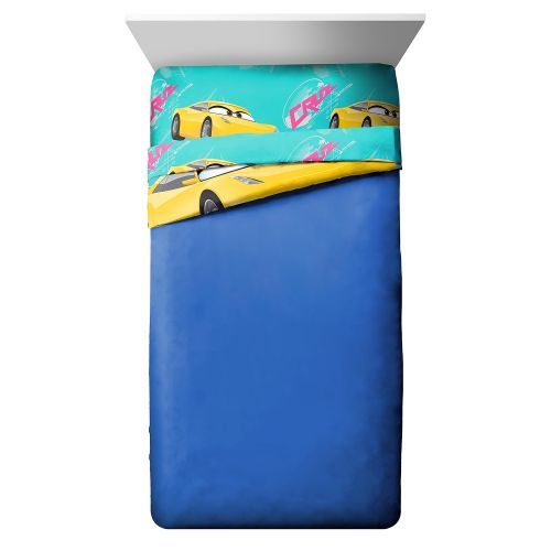  Jay Franco Disney/Pixar Cars 3 Movie Cruz Twin/Full Reversible Yellow/Teal/Pink/Blue Comforter with Cruz Ramirez (Official Disney/Pixar Product)