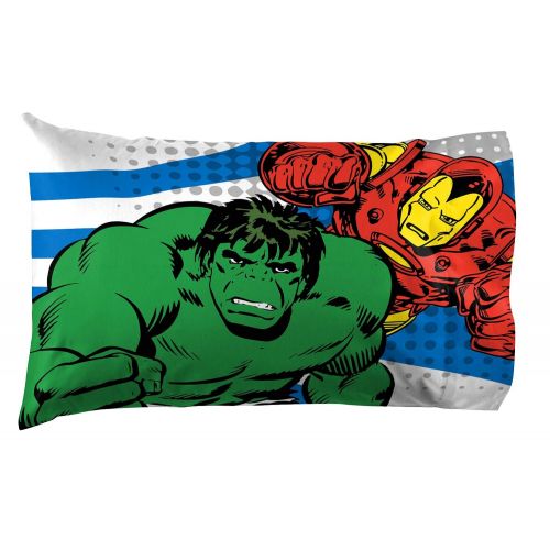  Jay Franco Comics Good Guys 4 Piece Full Sheet Set-Features Captain America, Hulk, Iron Man, Spiderman, and Thor-Fade Resistant Polyester Microfiber Fill (Official Marvel Product),