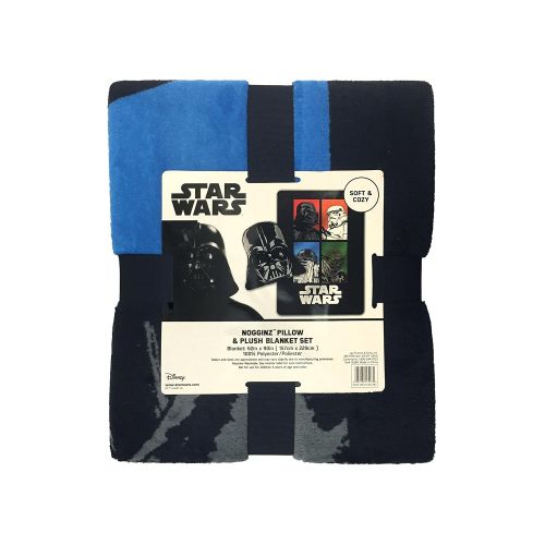  Jay Franco Star Wars Darth Vader Plush Nogginz Pillow 62 x 90 Blanket 2-Piece Set, Black