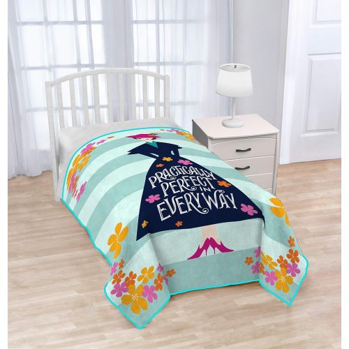 Jay Franco Disney Mary Poppins Practically Perfect Blanket - Measures 62 x 90 inches, Kids Bedding - Fade Resistant Super Soft Fleece (Official Disney Product)