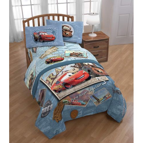  Jay Franco Disney/Pixar Cars Tune Up Blue/Gray 4 Piece Full Sheet Set with Lightning McQueen & Mater (Official Disney/Pixar Product)