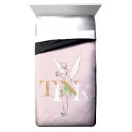 Jay Franco Disney Tinkerbell Flirty & Thoughtful Twin/Full Reversible Comforter, Pink/White/Black