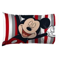 Jay Franco Disney Mickey Mouse Stripes 1 Pack Pillowcase - Double-Sided Kids Super Soft Bedding (Official Disney Product)